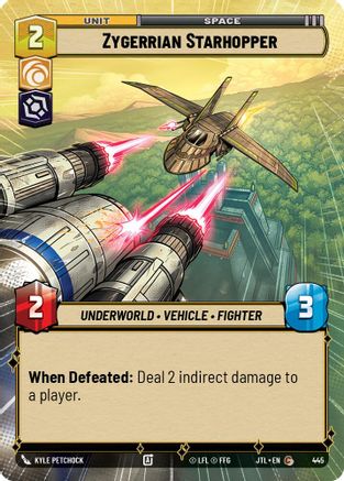 Zygerrian Starhopper (Hyperspace) (445) - Jump to Lightspeed - Premium Star Wars: Unlimited Single from Fantasy Flight Games - Just $0.11! Shop now at Game Crave Tournament Store