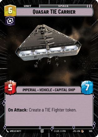 Quasar TIE Carrier (Hyperspace) (505) - Jump to Lightspeed - Premium Star Wars: Unlimited Single from Fantasy Flight Games - Just $0.08! Shop now at Game Crave Tournament Store