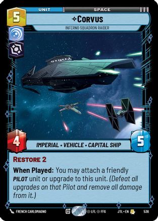 Corvus - Inferno Squadron Raider (Foil) (536) - Jump to Lightspeed Foil - Premium Star Wars: Unlimited Single from Fantasy Flight Games - Just $0.15! Shop now at Game Crave Tournament Store
