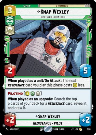 Snap Wexley - Resistance Recon Flier (Foil) (596) - Jump to Lightspeed Foil - Premium Star Wars: Unlimited Single from Fantasy Flight Games - Just $0.11! Shop now at Game Crave Tournament Store
