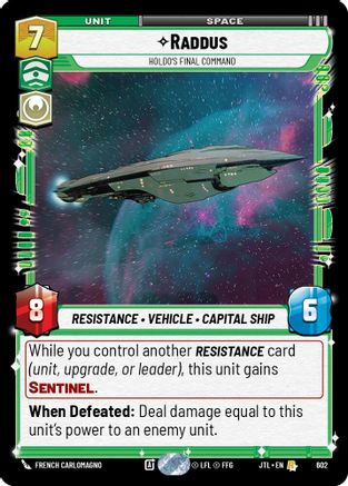 Raddus - Holdo's Final Command (Foil) (602) - Jump to Lightspeed Foil - Premium Star Wars: Unlimited Single from Fantasy Flight Games - Just $0.08! Shop now at Game Crave Tournament Store