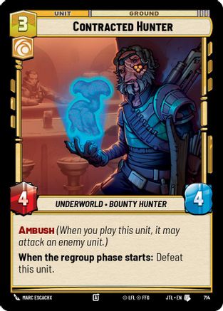 Contracted Hunter (Foil) (714) - Jump to Lightspeed Foil - Premium Star Wars: Unlimited Single from Fantasy Flight Games - Just $0.08! Shop now at Game Crave Tournament Store