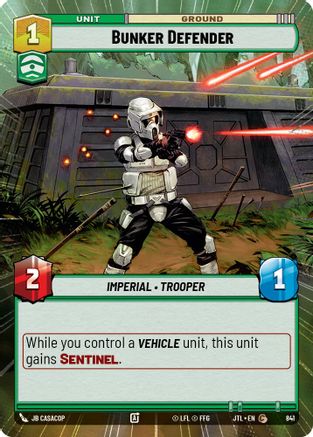 Bunker Defender (Hyperspace Foil) (841) - Jump to Lightspeed Foil - Premium Star Wars: Unlimited Single from Fantasy Flight Games - Just $0.09! Shop now at Game Crave Tournament Store