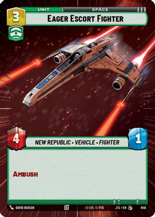 Eager Escort Fighter (Hyperspace Foil) (846) - Jump to Lightspeed Foil - Premium Star Wars: Unlimited Single from Fantasy Flight Games - Just $0.11! Shop now at Game Crave Tournament Store