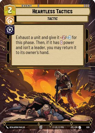 Heartless Tactics (Hyperspace Foil) (928) - Jump to Lightspeed Foil - Premium Star Wars: Unlimited Single from Fantasy Flight Games - Just $0.12! Shop now at Game Crave Tournament Store