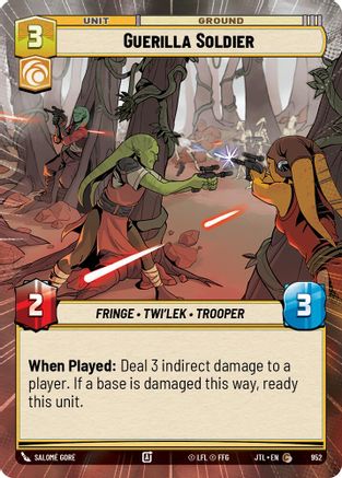 Guerilla Soldier (Hyperspace Foil) (952) - Jump to Lightspeed Foil - Premium Star Wars: Unlimited Single from Fantasy Flight Games - Just $0.30! Shop now at Game Crave Tournament Store