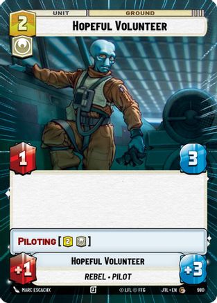 Hopeful Volunteer (Hyperspace Foil) (980) - Jump to Lightspeed Foil - Premium Star Wars: Unlimited Single from Fantasy Flight Games - Just $0.12! Shop now at Game Crave Tournament Store