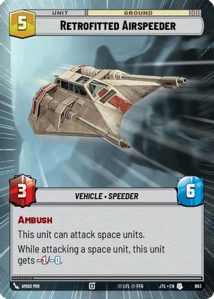 Retrofitted Airspeeder (Hyperspace Foil) (993) - Jump to Lightspeed Foil - Premium Star Wars: Unlimited Single from Fantasy Flight Games - Just $0.26! Shop now at Game Crave Tournament Store