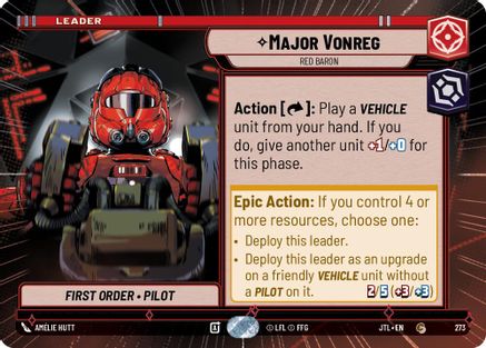 Major Vonreg - Red Baron (Hyperspace) (273) - Jump to Lightspeed - Premium Star Wars: Unlimited Single from Fantasy Flight Games - Just $0.08! Shop now at Game Crave Tournament Store