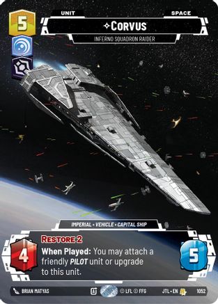 Corvus - Inferno Squadron Raider (Prestige Foil) (1052) - Jump to Lightspeed Foil - Premium Star Wars: Unlimited Single from Fantasy Flight Games - Just $1.79! Shop now at Game Crave Tournament Store