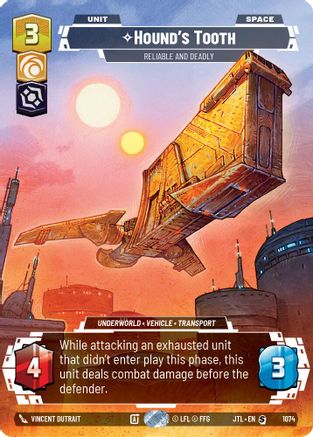 Hound's Tooth - Reliable and Deadly (Prestige Foil) (1074) - Jump to Lightspeed Foil - Premium Star Wars: Unlimited Single from Fantasy Flight Games - Just $1.72! Shop now at Game Crave Tournament Store