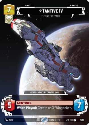 Tantive IV - Fleeing the Empire (Prestige Foil) (1086) - Jump to Lightspeed Foil - Premium Star Wars: Unlimited Single from Fantasy Flight Games - Just $1.58! Shop now at Game Crave Tournament Store