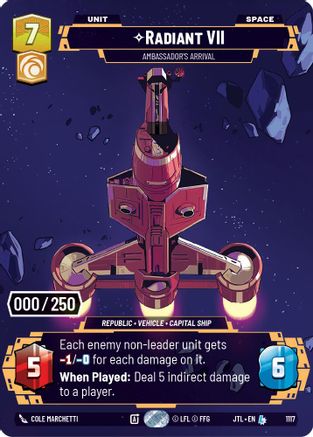 Radiant VII - Ambassadors' Arrival (Serialized) (1117) - Jump to Lightspeed Foil - Premium Star Wars: Unlimited Single from Fantasy Flight Games - Just $81! Shop now at Game Crave Tournament Store