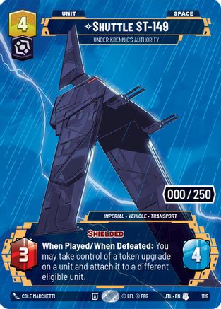 Shuttle ST-149 - Under Krennic's Authority (Serialized) (1119) - Jump to Lightspeed Foil - Premium Star Wars: Unlimited Single from Fantasy Flight Games - Just $50.74! Shop now at Game Crave Tournament Store
