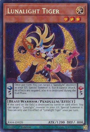 Lunalight Tiger (Secret Rare) (RA04-EN020) - Quarter Century Stampede 1st Edition - Premium Yugioh Single from Konami - Just $0.25! Shop now at Game Crave Tournament Store
