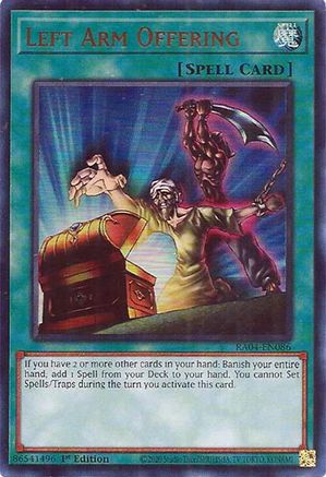 Left Arm Offering (UR) (RA04-EN086) - Quarter Century Stampede 1st Edition - Premium Yugioh Single from Konami - Just $0.25! Shop now at Game Crave Tournament Store