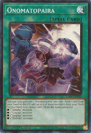 Onomatopaira (RA04-EN089) - Quarter Century Stampede 1st Edition - Premium Yugioh Single from Konami - Just $0.25! Shop now at Game Crave Tournament Store