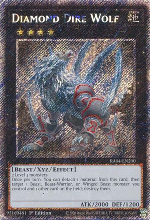 Diamond Dire Wolf (Platinum Secret Rare) (RA04-EN200) - Quarter Century Stampede 1st Edition - Premium Yugioh Single from Konami - Just $0.27! Shop now at Game Crave Tournament Store