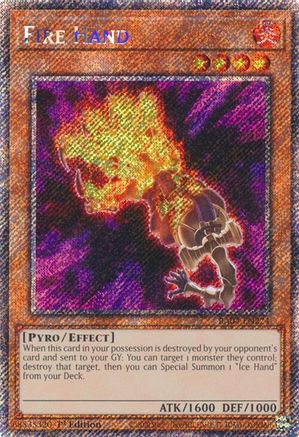 Fire Hand (Platinum Secret Rare) (RA04-EN224) - Quarter Century Stampede 1st Edition - Premium Yugioh Single from Konami - Just $0.26! Shop now at Game Crave Tournament Store