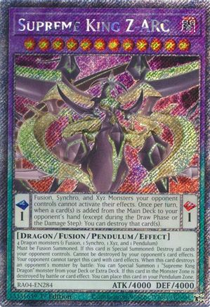 Supreme King Z-ARC (Platinum Secret Rare) (RA04-EN284) - Quarter Century Stampede 1st Edition - Premium Yugioh Single from Konami - Just $0.26! Shop now at Game Crave Tournament Store