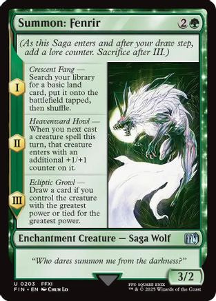 Summon: Fenrir (FIN-203) - FINAL FANTASY Foil - Premium MTG Single from Wizards of the Coast - Just $0.08! Shop now at Game Crave Tournament Store