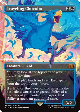 Traveling Chocobo (Borderless) (Neon Ink Blue) (FIN-511C) - FINAL FANTASY Foil - Premium MTG Single from Wizards of the Coast - Just $273.57! Shop now at Game Crave Tournament Store
