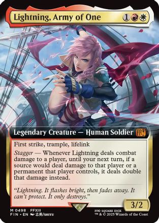Lightning, Army of One (Extended Art) (FIN-498) - FINAL FANTASY - Premium MTG Single from Wizards of the Coast - Just $9! Shop now at Game Crave Tournament Store