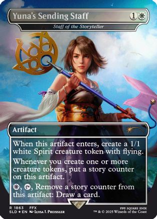 Yuna's Sending Staff - Staff of the Storyteller (Rainbow Foil) (SLD-1863) - Secret Lair Drop Series Foil - Premium MTG Single from Wizards of the Coast - Just $1.16! Shop now at Game Crave Tournament Store