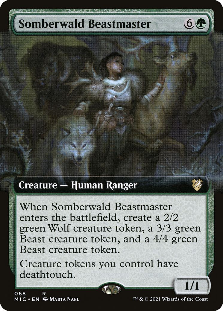 Somberwald Beastmaster (MIC-068) - Midnight Hunt Commander: (Extended Art) - Premium MTG Single from Wizards of the Coast - Just $0.08! Shop now at Game Crave Tournament Store