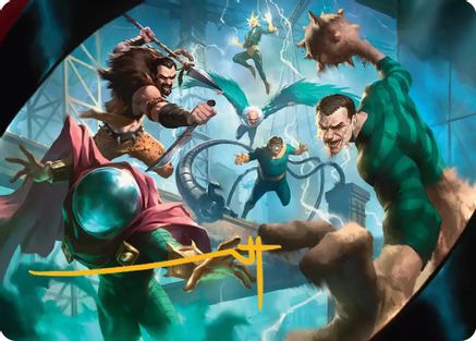 Behold the Sinister Six! Art Card (7/54) (Gold-Stamped Signature) (AASPM-007) - Art Series: Marvel's Spider-Man