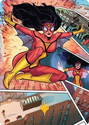 Spider-Woman, Stunning Savior Art Card (Gold-Stamped Planeswalker Symbol) (AASPM-051) - Art Series: Marvel's Spider-Man