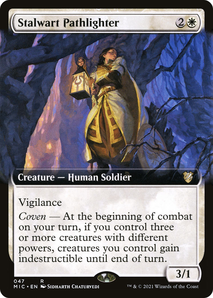 Stalwart Pathlighter (MIC-047) - Midnight Hunt Commander: (Extended Art) - Premium MTG Single from Wizards of the Coast - Just $0.08! Shop now at Game Crave Tournament Store