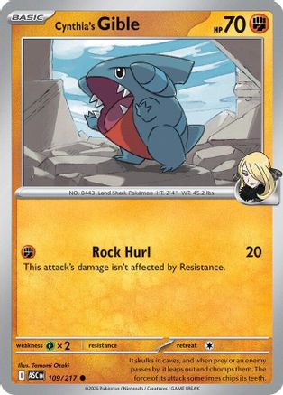Cynthia's Gible 109 - ME Ascended Heroes Reverse Holofoil