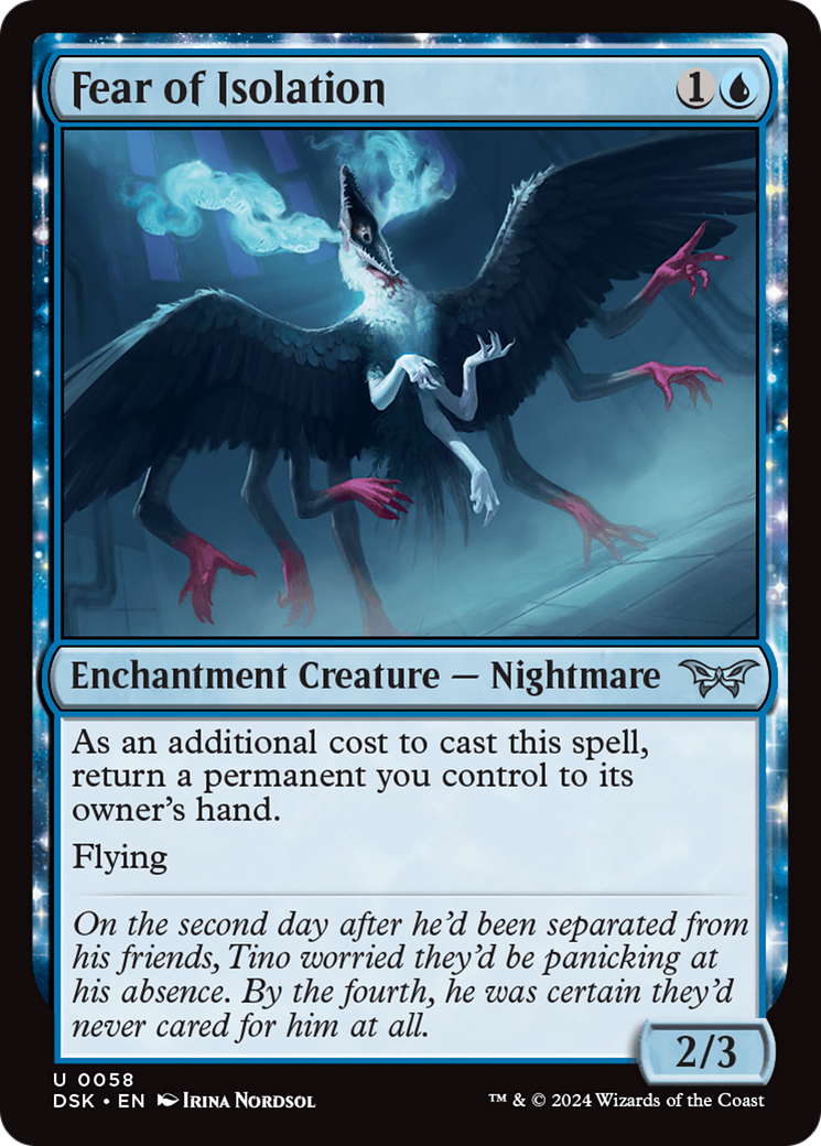 Fear of Isolation (DSK-058) - Duskmourn: House of Horror: (nyxtouched) Foil - Premium MTG Single from Wizards of the Coast - Just $0.33! Shop now at Game Crave Tournament Store