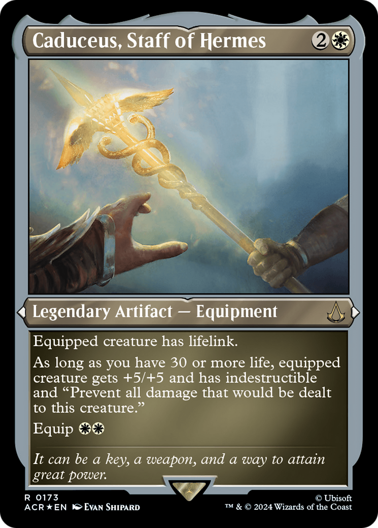 Caduceus, Staff of Hermes (ACR-173) - Assassin's Creed Etched Foil - Premium MTG Single from Wizards of the Coast - Just $4.68! Shop now at Game Crave Tournament Store