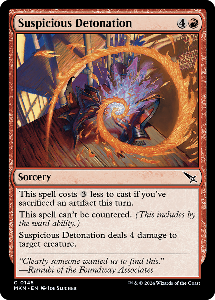 Suspicious Detonation (MKM-145) - Murders at Karlov Manor - Premium MTG Single from Wizards of the Coast - Just $0.25! Shop now at Game Crave Tournament Store