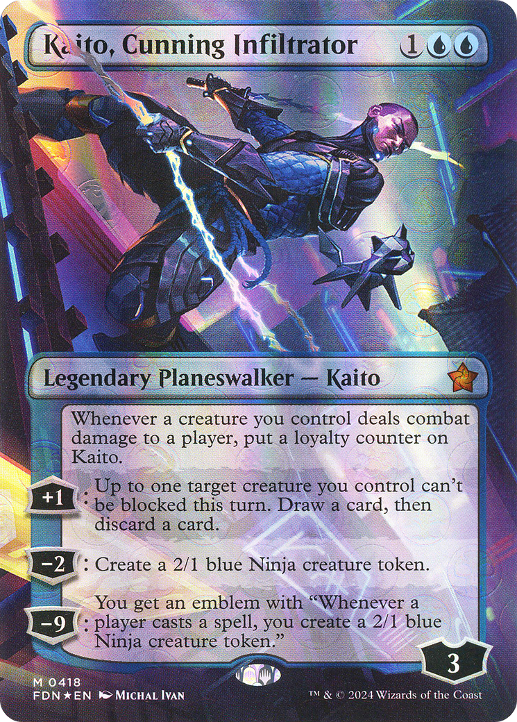 Kaito, Cunning Infiltrator (FDN-418) - Foundations (Borderless) Foil - Premium MTG Single from Wizards of the Coast - Just $19.26! Shop now at Game Crave Tournament Store