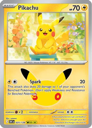 Pikachu - 025/128 25 - ME 30th Celebration Holofoil