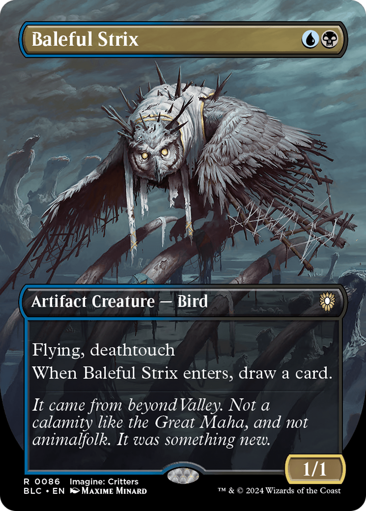 Baleful Strix (BLC-086) - Bloomburrow Commander (Borderless) Foil - Premium MTG Single from Wizards of the Coast - Just $6.94! Shop now at Game Crave Tournament Store