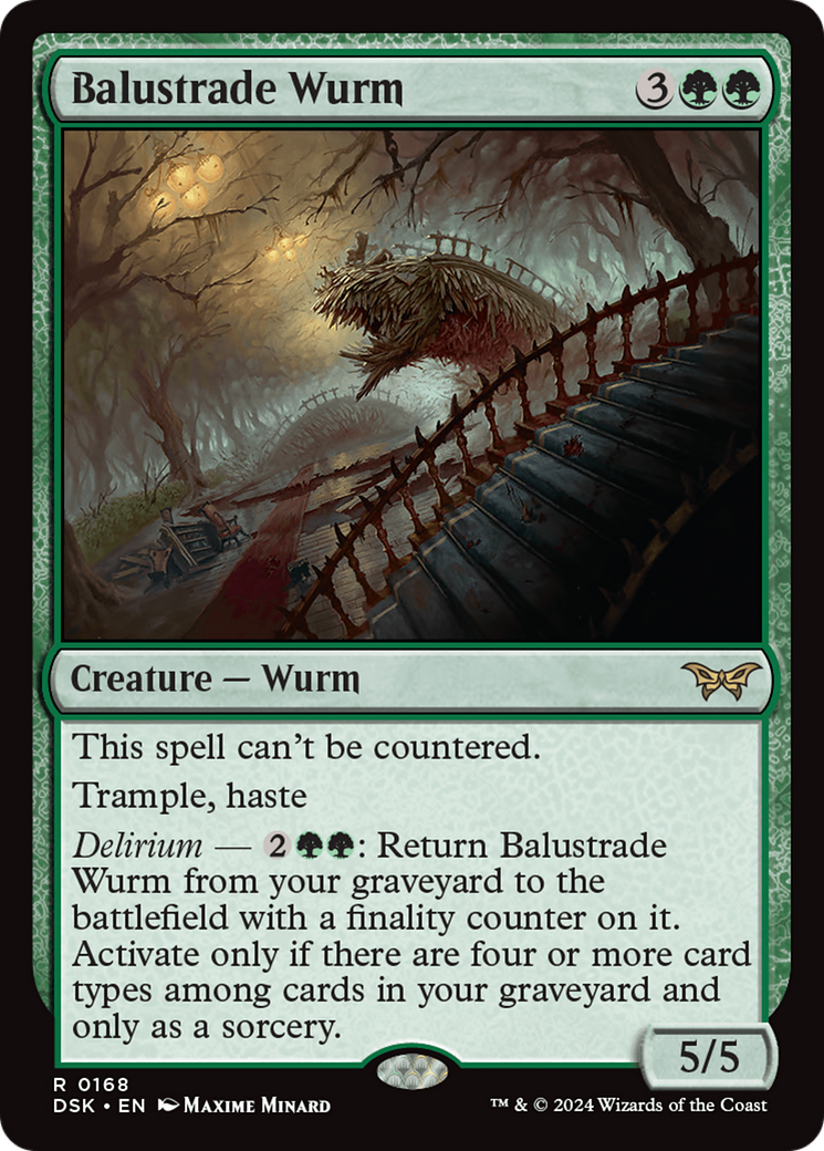 Balustrade Wurm (DSK-168) - Duskmourn: House of Horror - Premium MTG Single from Wizards of the Coast - Just $0.25! Shop now at Game Crave Tournament Store