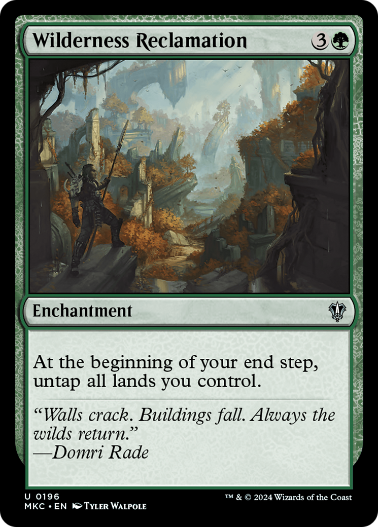 Wilderness Reclamation (MKC-196) - Murders at Karlov Manor Commander - Premium MTG Single from Wizards of the Coast - Just $0.35! Shop now at Game Crave Tournament Store
