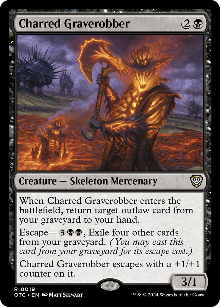 Charred Graverobber (OTC-019) - Outlaws of Thunder Junction Commander - Premium MTG Single from Wizards of the Coast - Just $0.25! Shop now at Game Crave Tournament Store