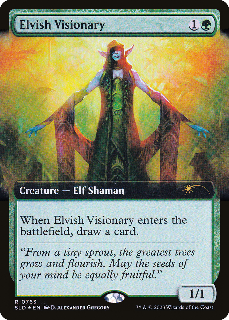 Elvish Visionary (SLD-763) - Secret Lair Drop: (Extended Art) Foil - Premium MTG Single from Wizards of the Coast - Just $0.69! Shop now at Game Crave Tournament Store