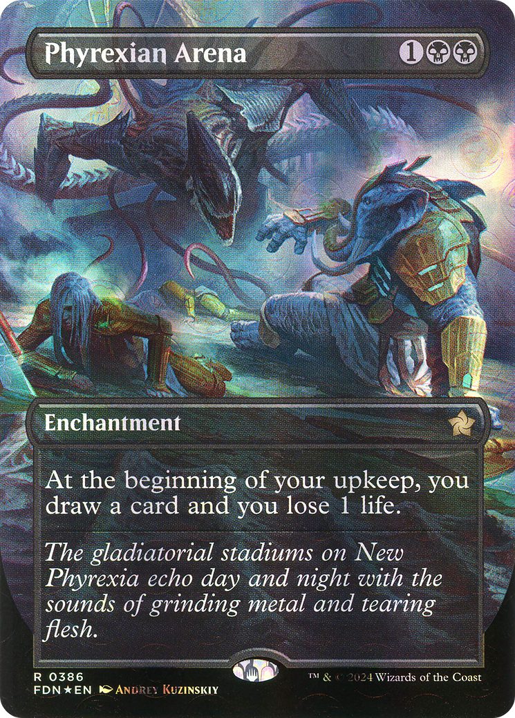 Phyrexian Arena (FDN-386) - Foundations (Borderless) Foil - Premium MTG Single from Wizards of the Coast - Just $22.52! Shop now at Game Crave Tournament Store