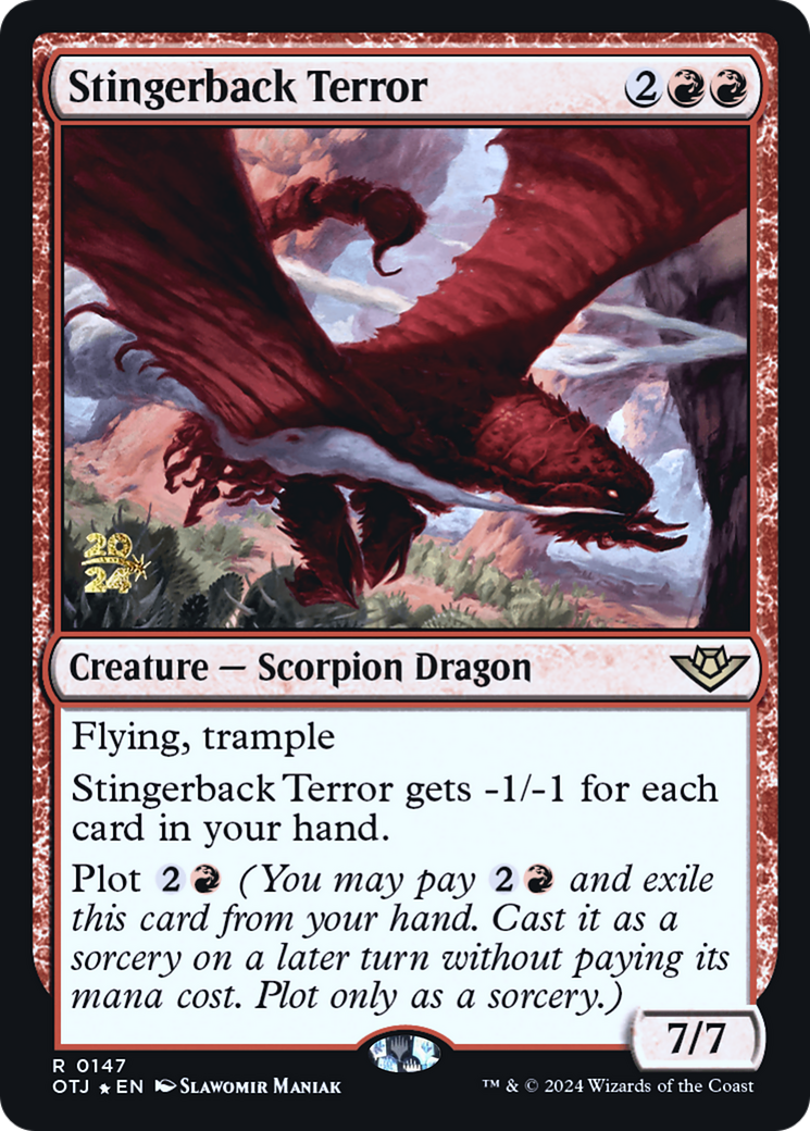 Stingerback Terror (POTJ-147S) - Outlaws of Thunder Junction Promos Foil - Premium MTG Single from Wizards of the Coast - Just $0.45! Shop now at Game Crave Tournament Store