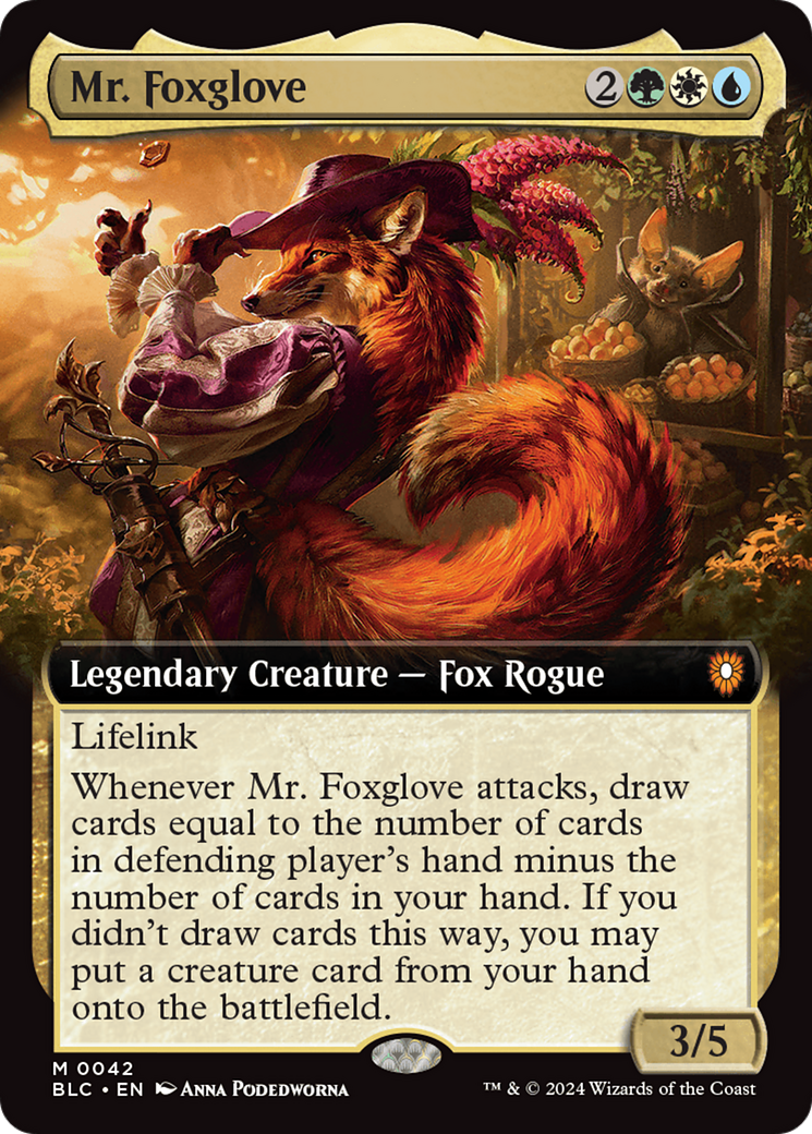 Mr. Foxglove (BLC-042) - Bloomburrow Commander: (Extended Art) - Premium MTG Single from Wizards of the Coast - Just $1.25! Shop now at Game Crave Tournament Store