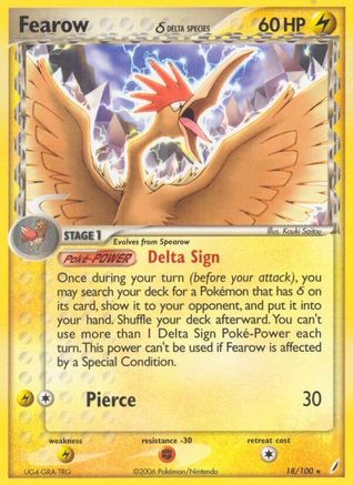 Fearow δ 18/100 - Crystal Guardians Reverse Holofoil