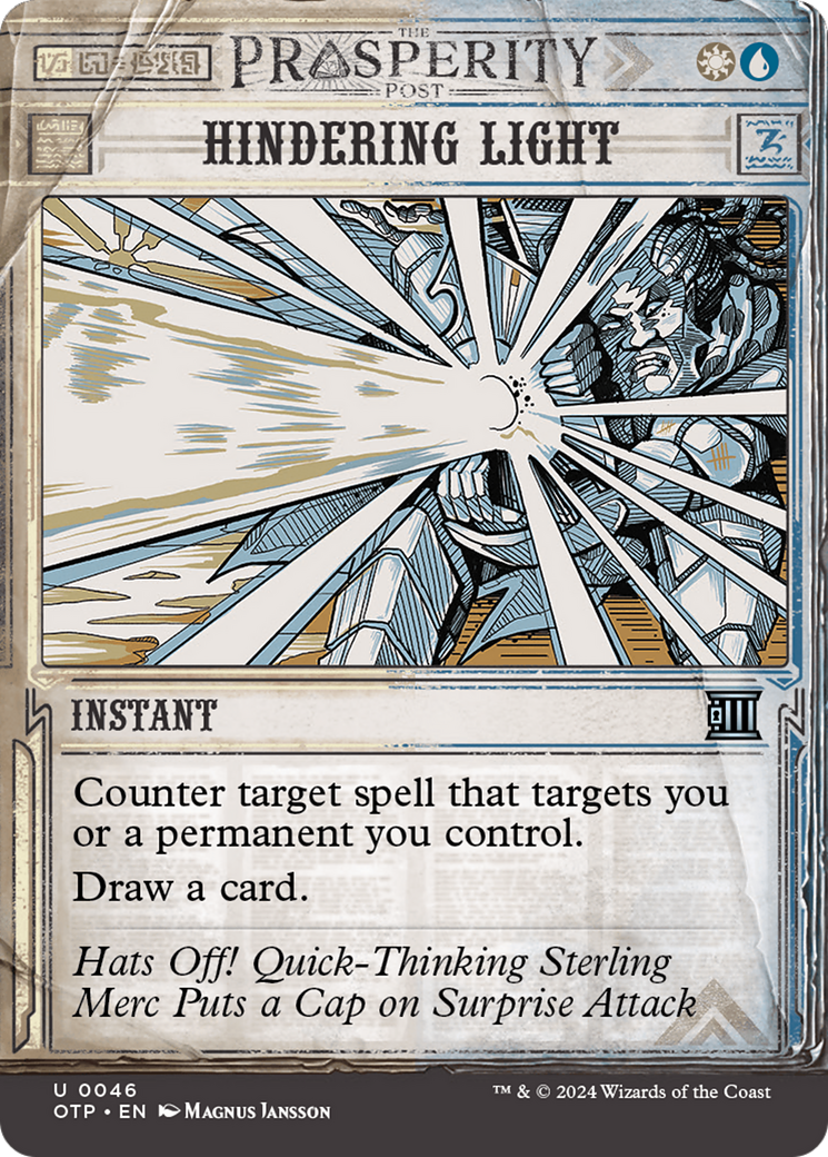 Hindering Light (OTP-046) - Breaking News: (Showcase) (Borderless) Foil - Premium MTG Single from Wizards of the Coast - Just $0.25! Shop now at Game Crave Tournament Store