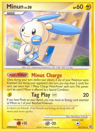 Minun 32/132 - Secret Wonders Reverse Holofoil