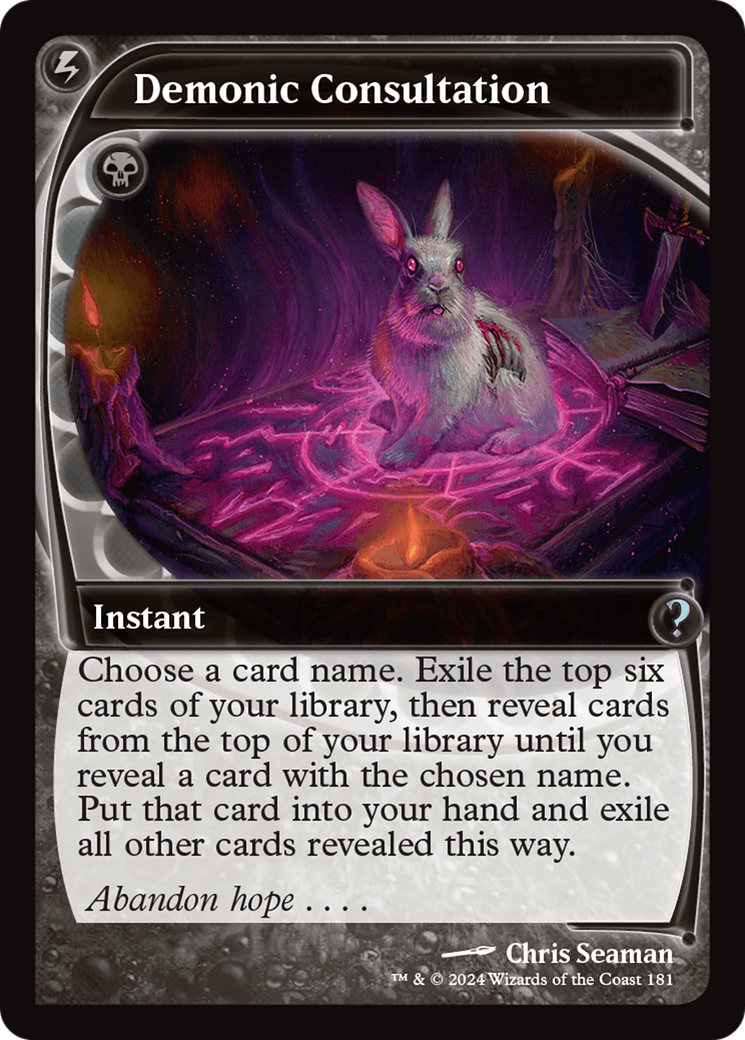 Demonic Consultation (MB2-181) - Mystery Booster 2 - Premium MTG Single from Wizards of the Coast - Just $14.18! Shop now at Game Crave Tournament Store